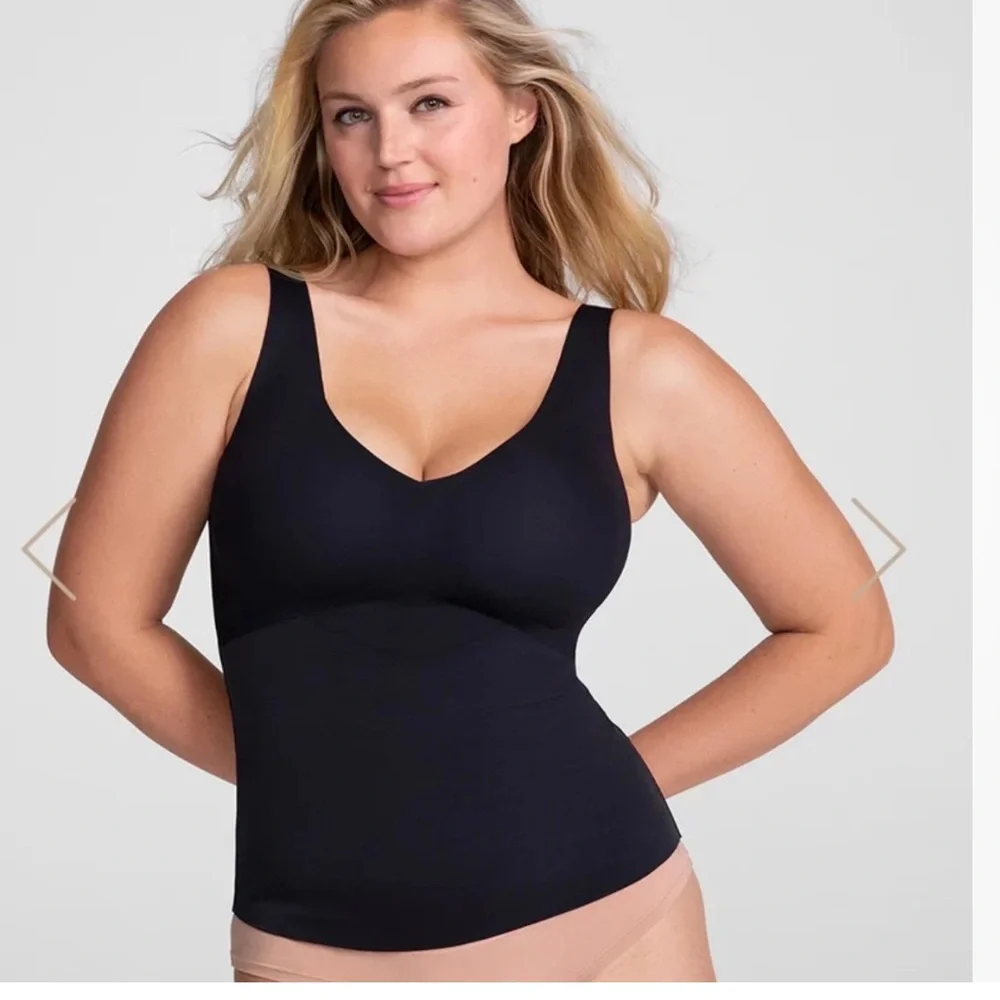 HONEYLOVE LiftWear Tank Shapewear Vamp Black Seamless Smoothing Wire Free Sz 1X - Picture 14 of 14